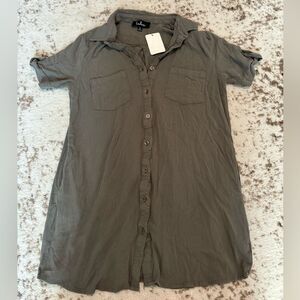 Lulus LULU’S Oxford Comma Olive Green Mini Shirt Dress Women’s size S